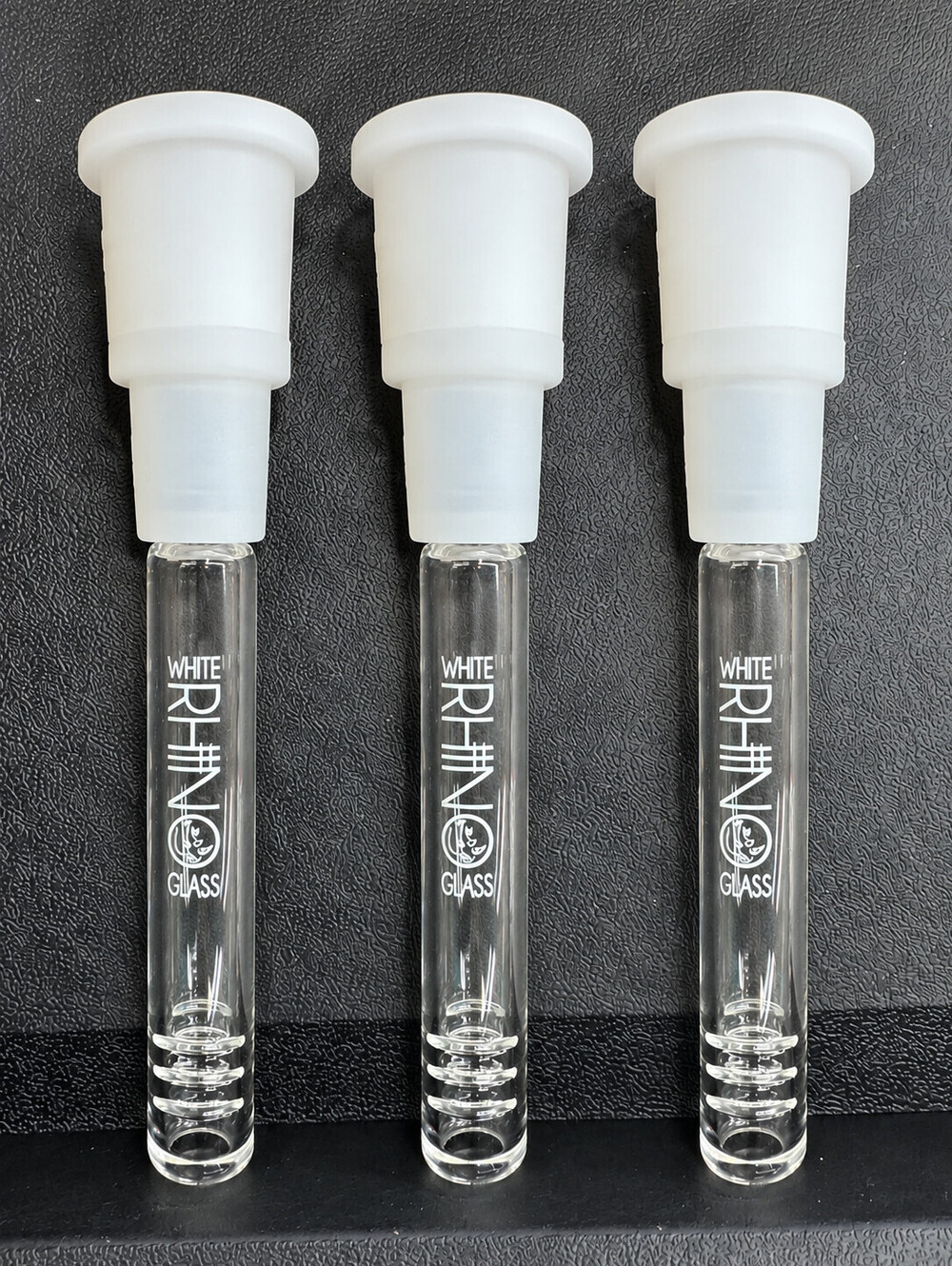 3 Inch Glass Downstem Diffuser For Water Pipes Bongs - White Rhino (3 pack)